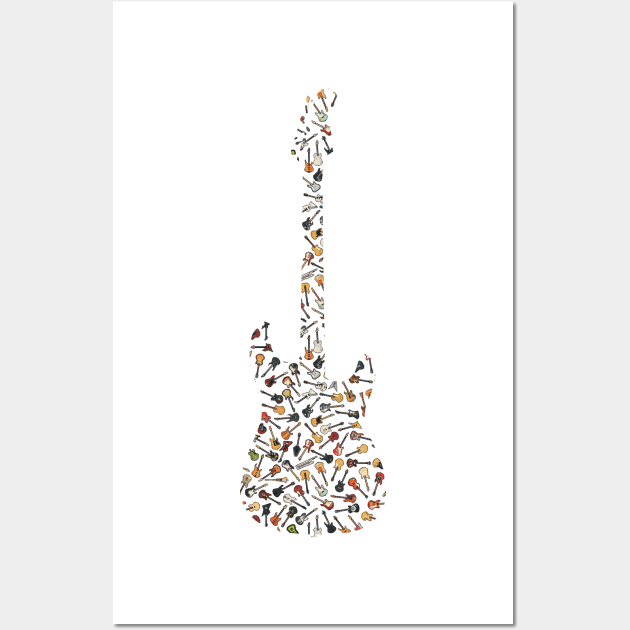 Guitar Silhouette Filled with Guitars Wall Art by gkillerb